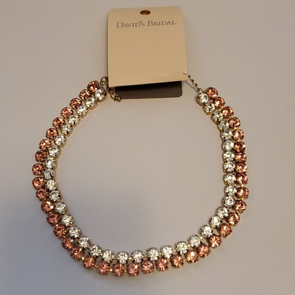 David's Bridal rhinestone big bling necklace new
